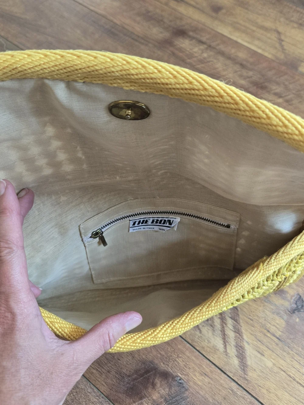 Vintage Yellow Macrame' Woven Raffia Clutch Purse 60-70' The Bon